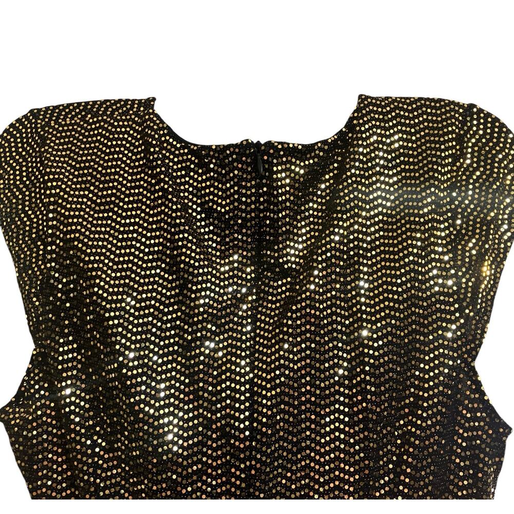 JM Studio by John Meyer Women's Black/ Gold Sequin Surplice Jumpsuit Lined SZ 12 - Picture 6 of 11
